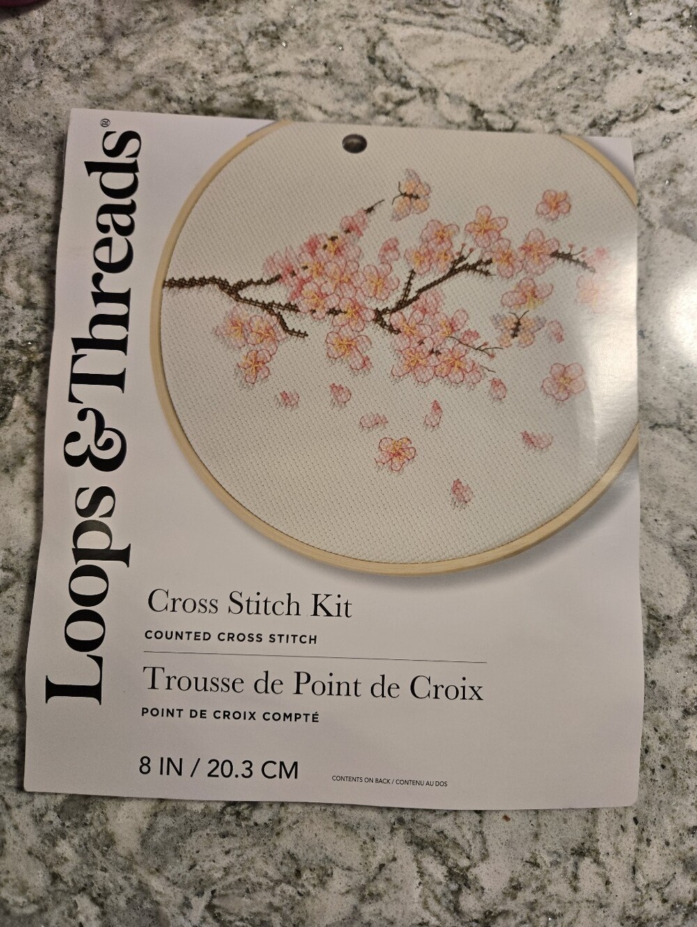 NWOT Loops And Threads Pink Cherry Blossom Cross Stitch Kit